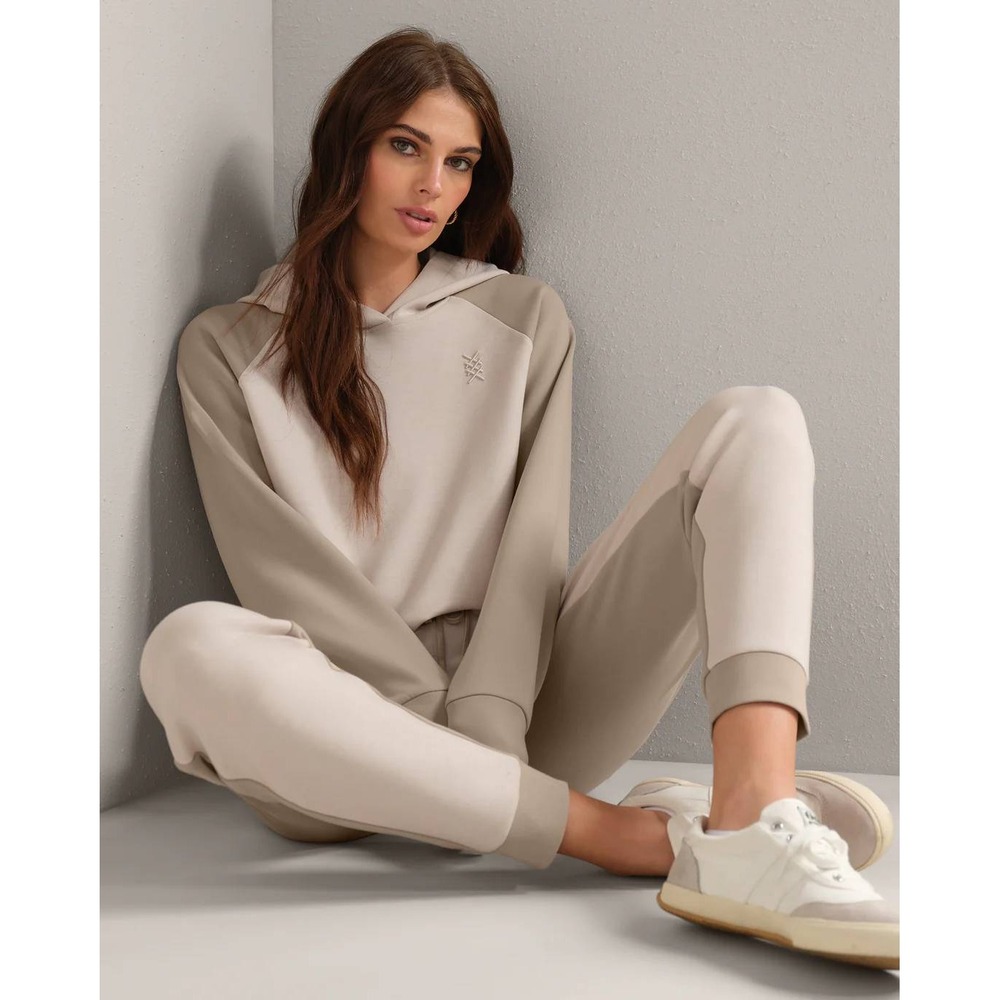 Rhone DreamGlow Color Block Hoodie and Jogger Set Beige Stone Size S/XS